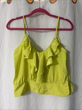 Tramp Lime Green Ruffle V-Neck Spaghetti Strap Cami
